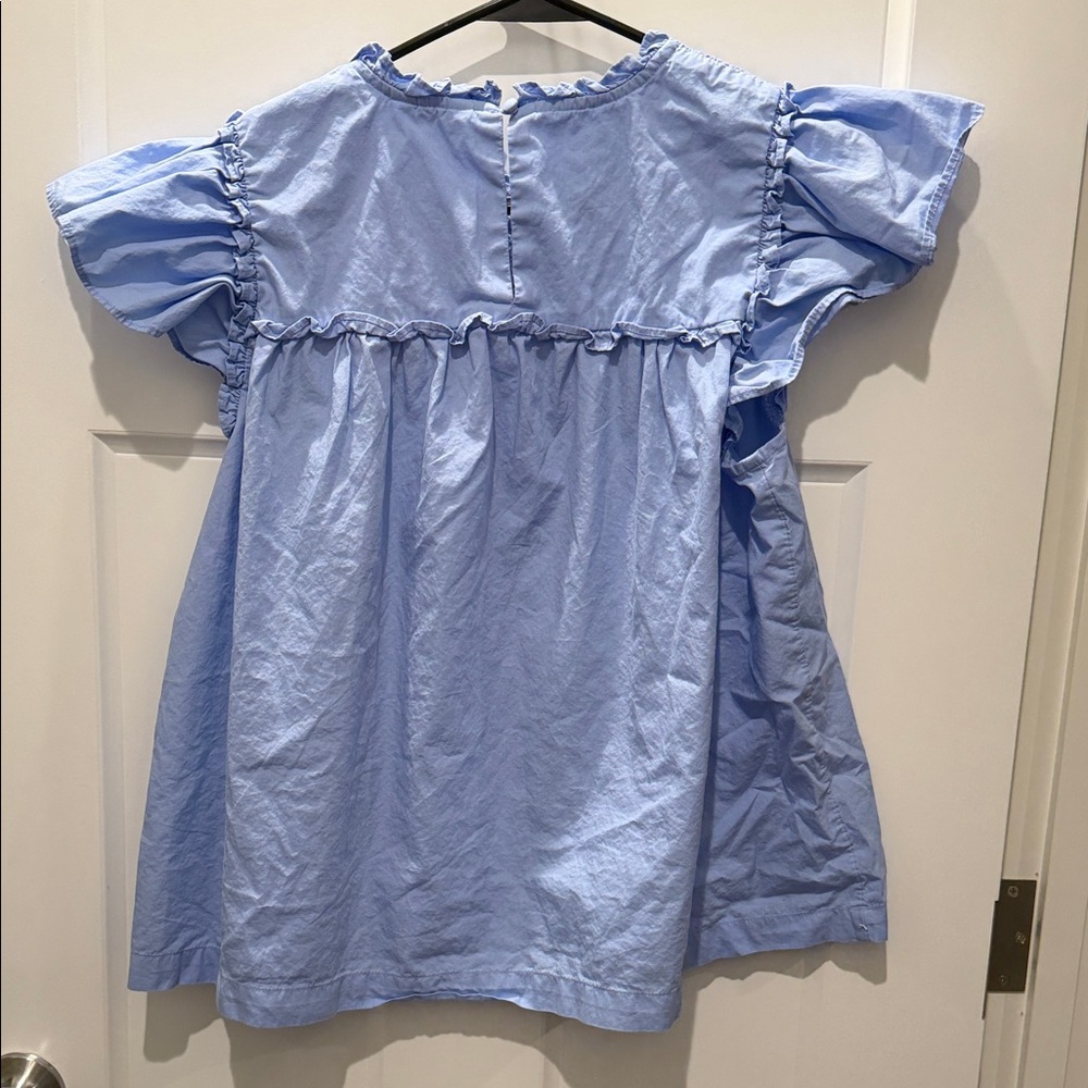 crown & ivy Sky Blue Smocked Flutter Sleeve Blouse - Picture 3 of 3